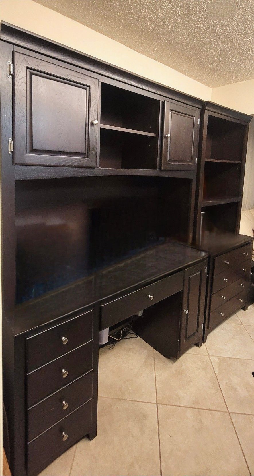 Espresso Finish 3PC Desk, Hutch, and Bookcase