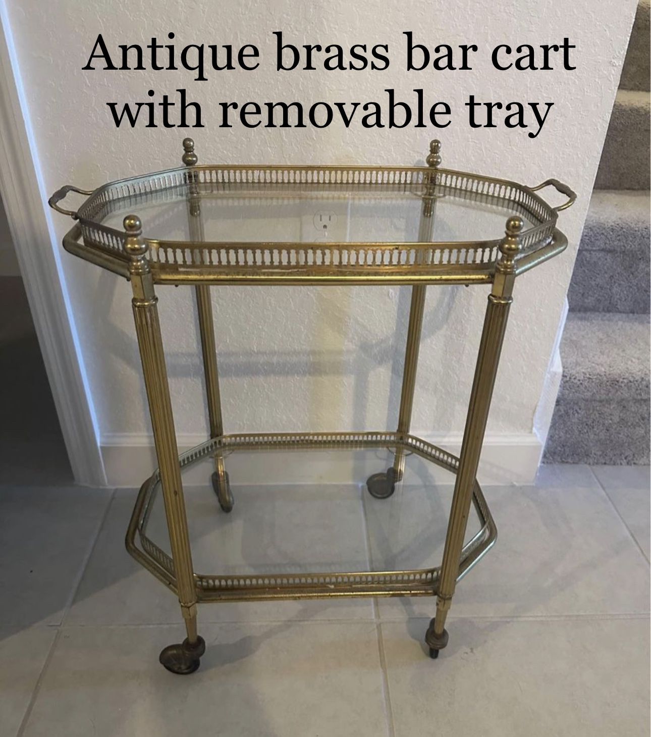 Antique Brass Bar Cart 