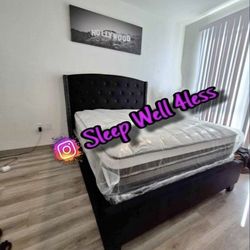 NEW QUEEN BED FRAME AND MATTRESS SET