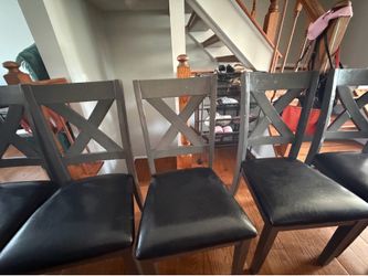 5 Gray wood chairs