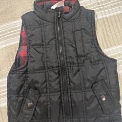 Flannel Lined Full Zip Puffer Vest in Black SZ 4T