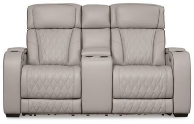 Boyington Dual Power Leather Reclining Loveseat with Console