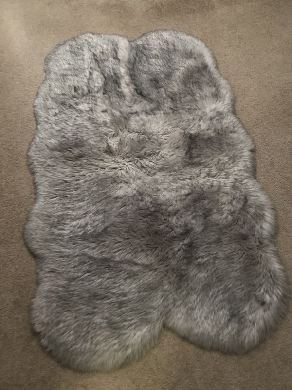 High Quality Faux Sheepskin Rug Gray 3 X 4 For Sale In Manteca