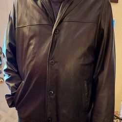 REDUCED...MENS KNEE LENGTH 100% LEATHER COAT XL 