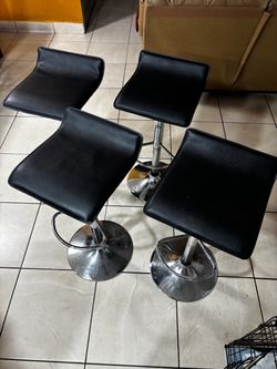 Swivel Bar Stool PU Leather Adjustable Kitchen Counter Bar Chairs Black Low Back