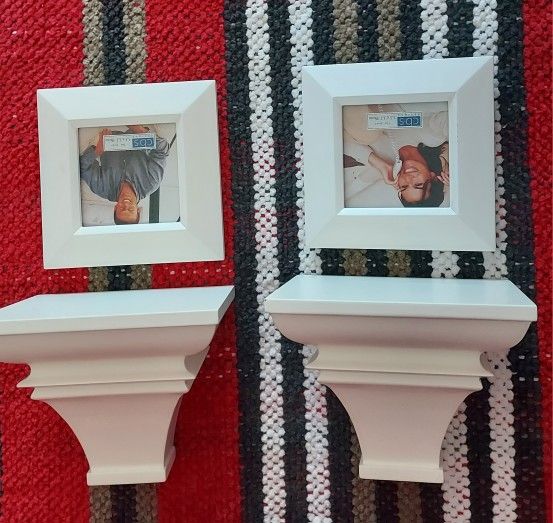 Pair White Sconces With 2 Matching Frames