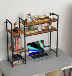 Desktop Bookshelf, Desk Hutch Dorm, 4 Tier Desk Organizer Shelf Wood Over Computer Desk Shelves Multipurpose Desk Top Storage Display Rack for Home Of