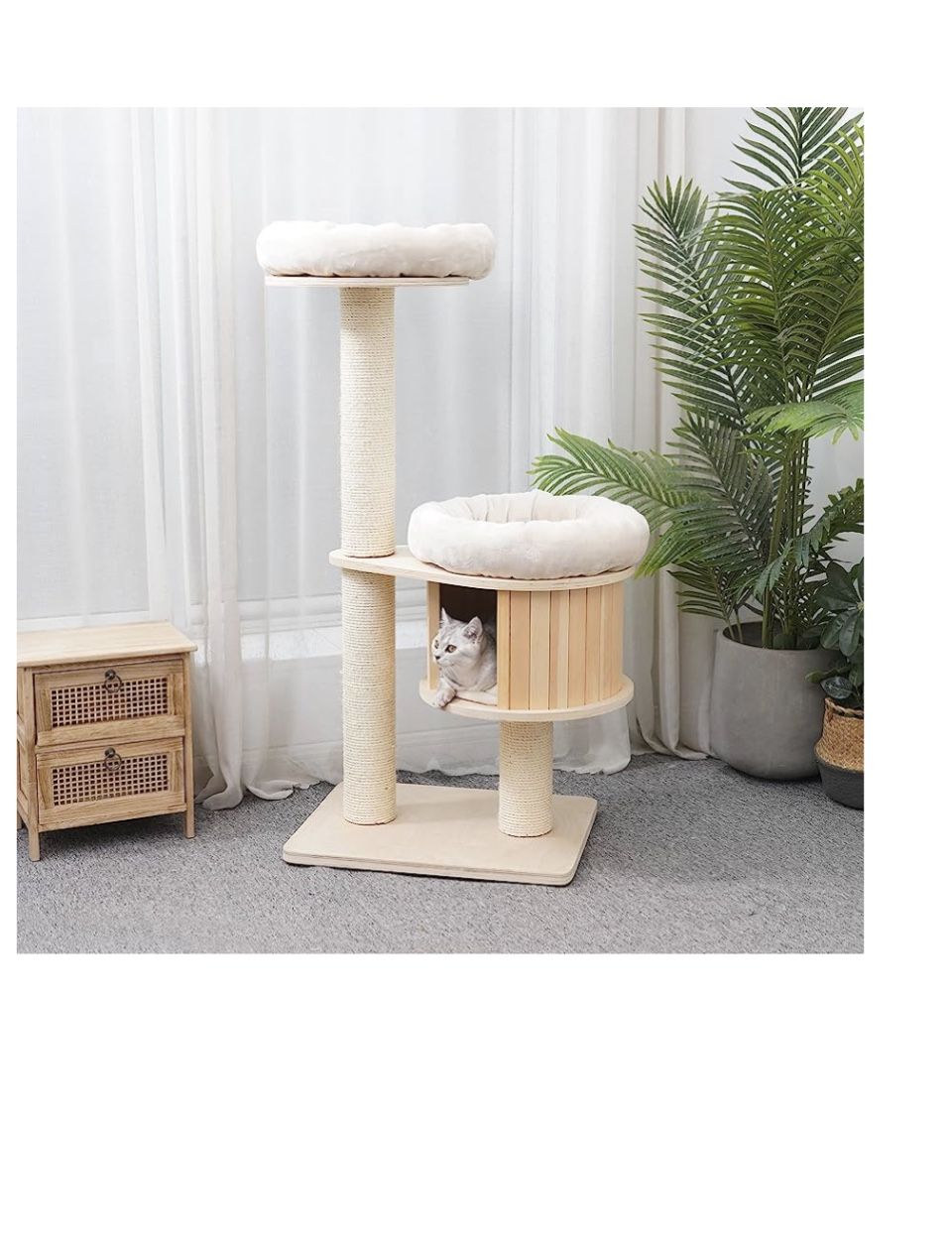 51" Modern Plywood Cat Tree Condo Tower with Scratching Post (Ollie 2-Tier)