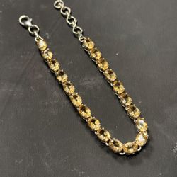 Citrine Tennis Bracelet – 925 Sterling Silver, 8.2” Adjustable