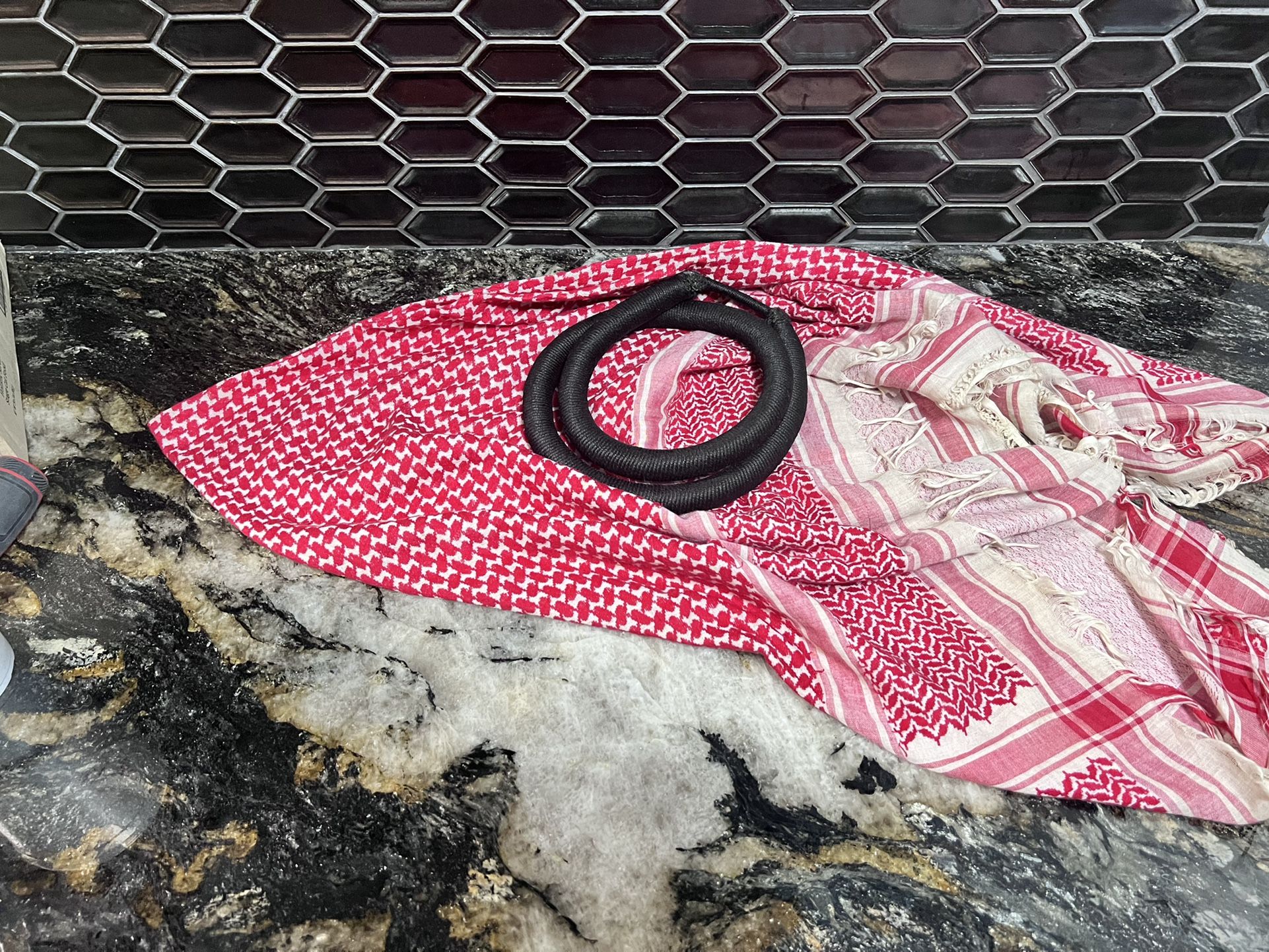 Authentic red shemagh plus headband premium quality iqāl agal Arabic headbond ,scarf kuffeah
