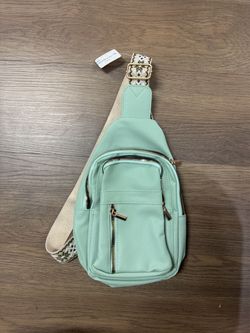 Mint Green Faux Leather Sling Bag