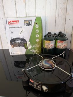 BRAND NEW COLEMAN POWER PACK STOVE+4PACK PROPANE