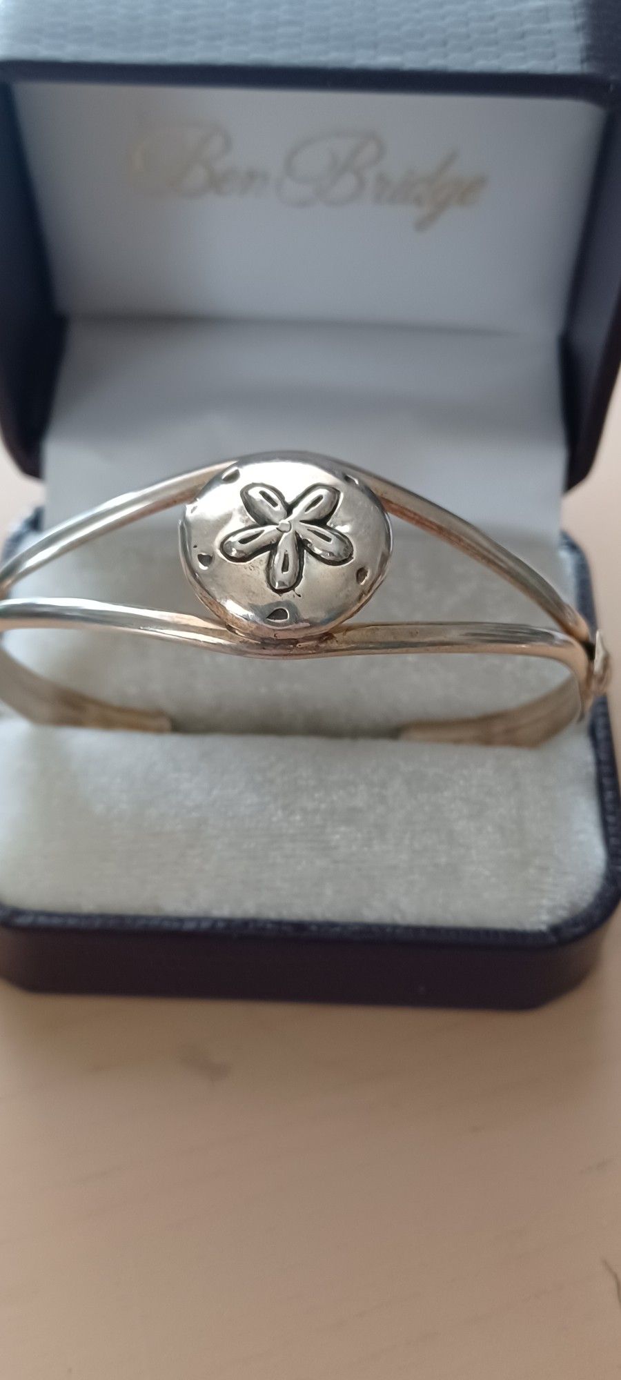 Vintage Sterling Silver Sand Dollar Cuff Bracelet