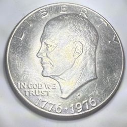 1776-1976 Eisenhower Dollar Bicentennial Coin - Strong DDR - Filled D Mint Mark