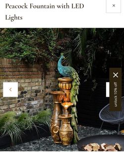 Peacock Fountain with LED Lights