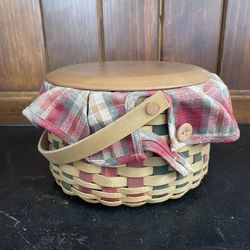 Longaberger 2003 Christmas Caroling Basket Complete Liner Protector Lid