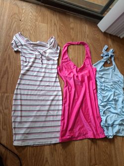 Striped, Pink, and Blue Dresses Set