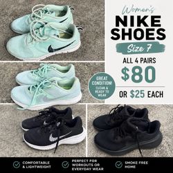 Women's Nike Sneakers Size 7 – 4 Pairs