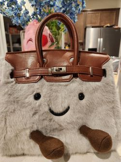 Birkin-Style Plush Novelty Handbag
