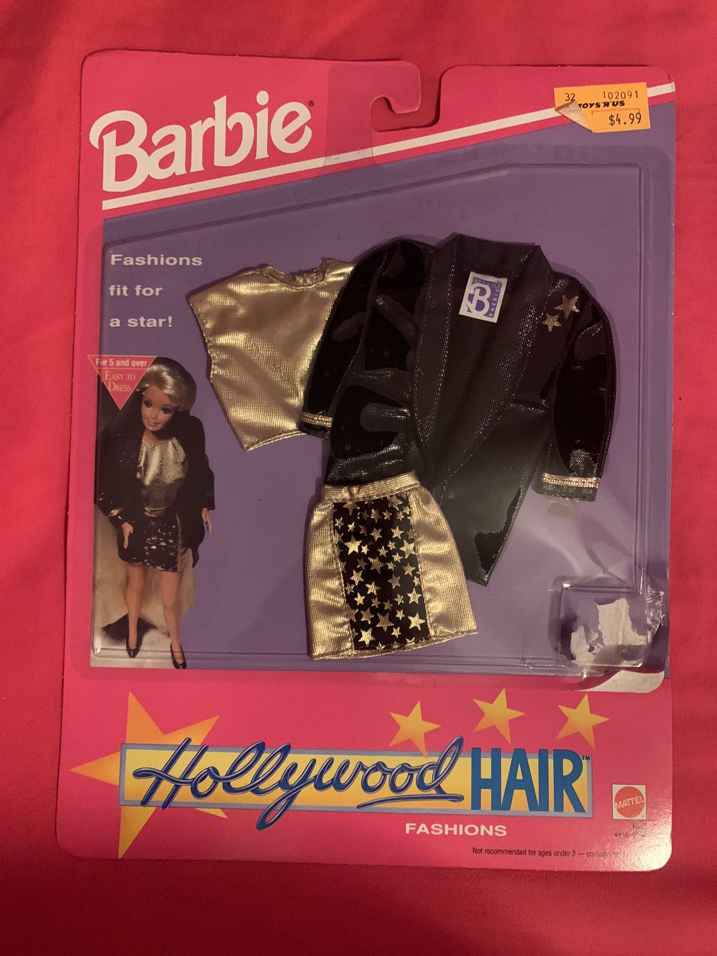 Hollywood Hair Fashions Barbie Black & Gold Outfit Mattel 1992 #1981