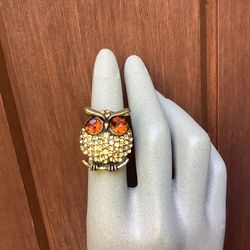 Vintage OWL rhinestone Ring size 6-7 