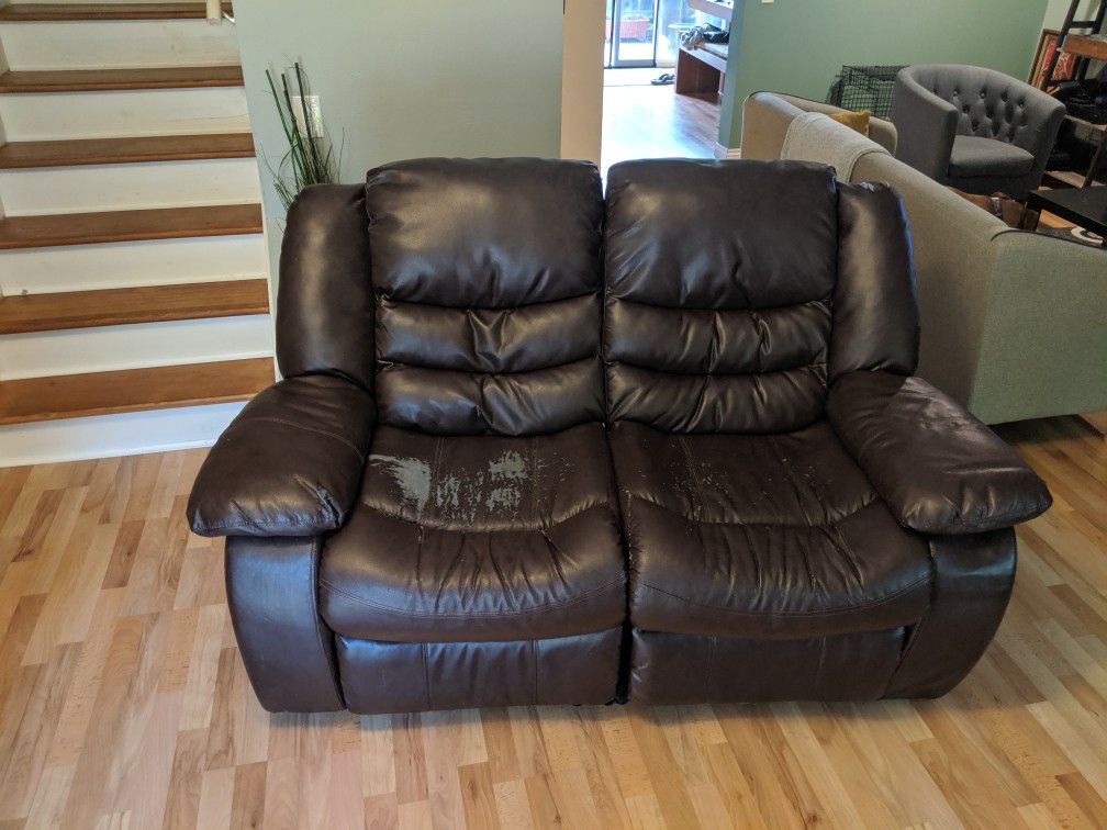 Leather Reclining Loveseat