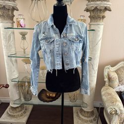 Forever 21 Blue Denim Crop Jacket New Size Small