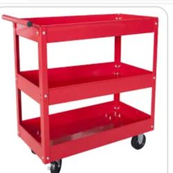 Metal Shelves Red On Wheels 