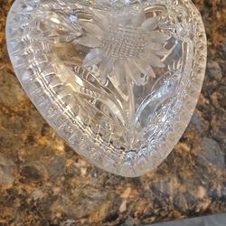 Vintage Crystal Heart Shaped Jewlery Box