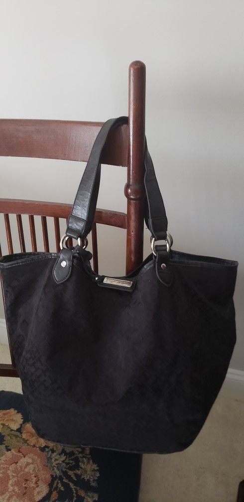 Tommy Hilfiger logo black tote bag