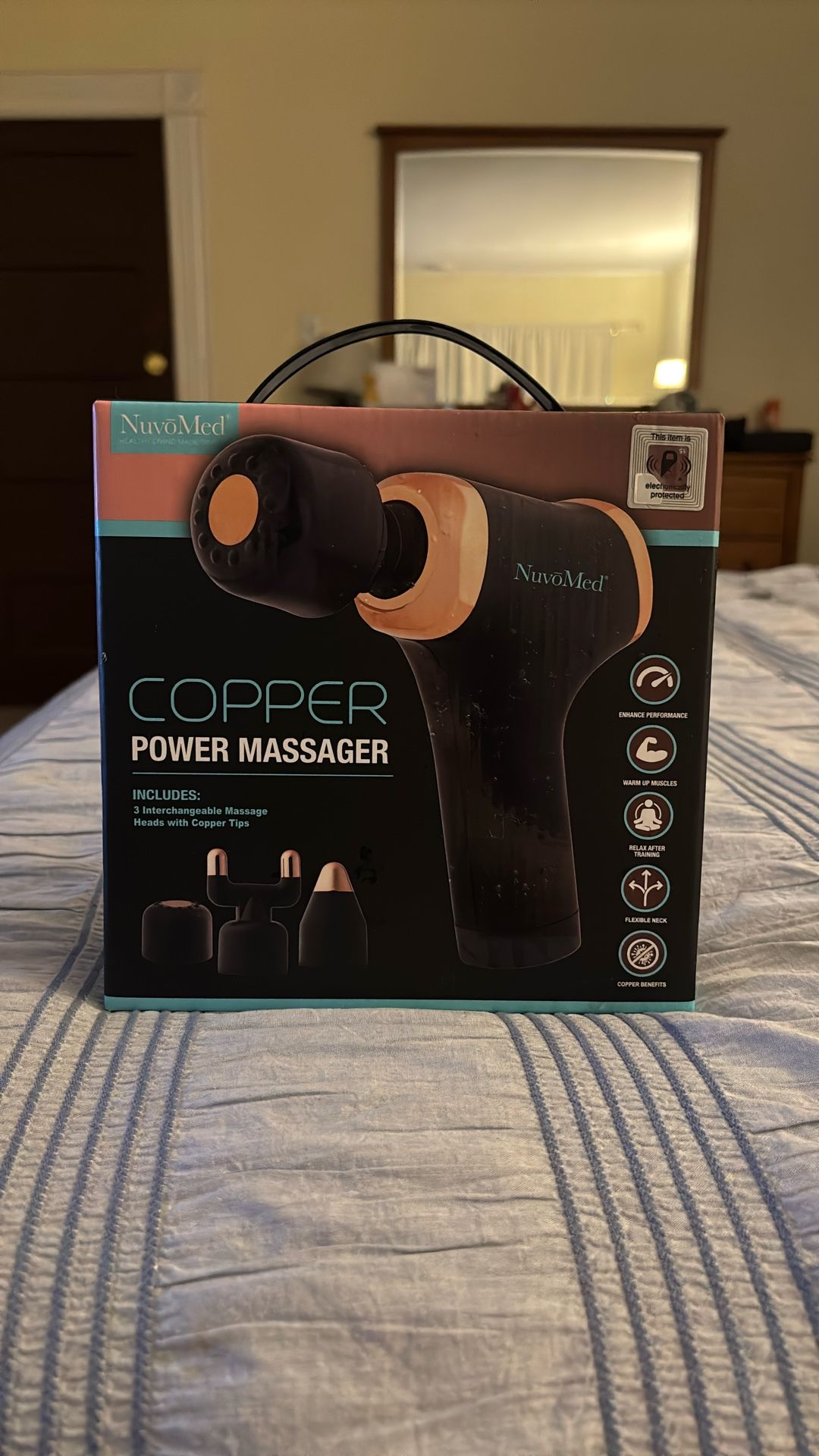 Nuvo Med Copper Massager Includes 3 Interchangeable Massage Heads With Copper Tips