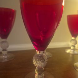 (5)Morgantown Glass Golf Ball Stem goblet