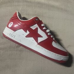 Bathing Ape Bapesta Low “Patent Leather White Red”