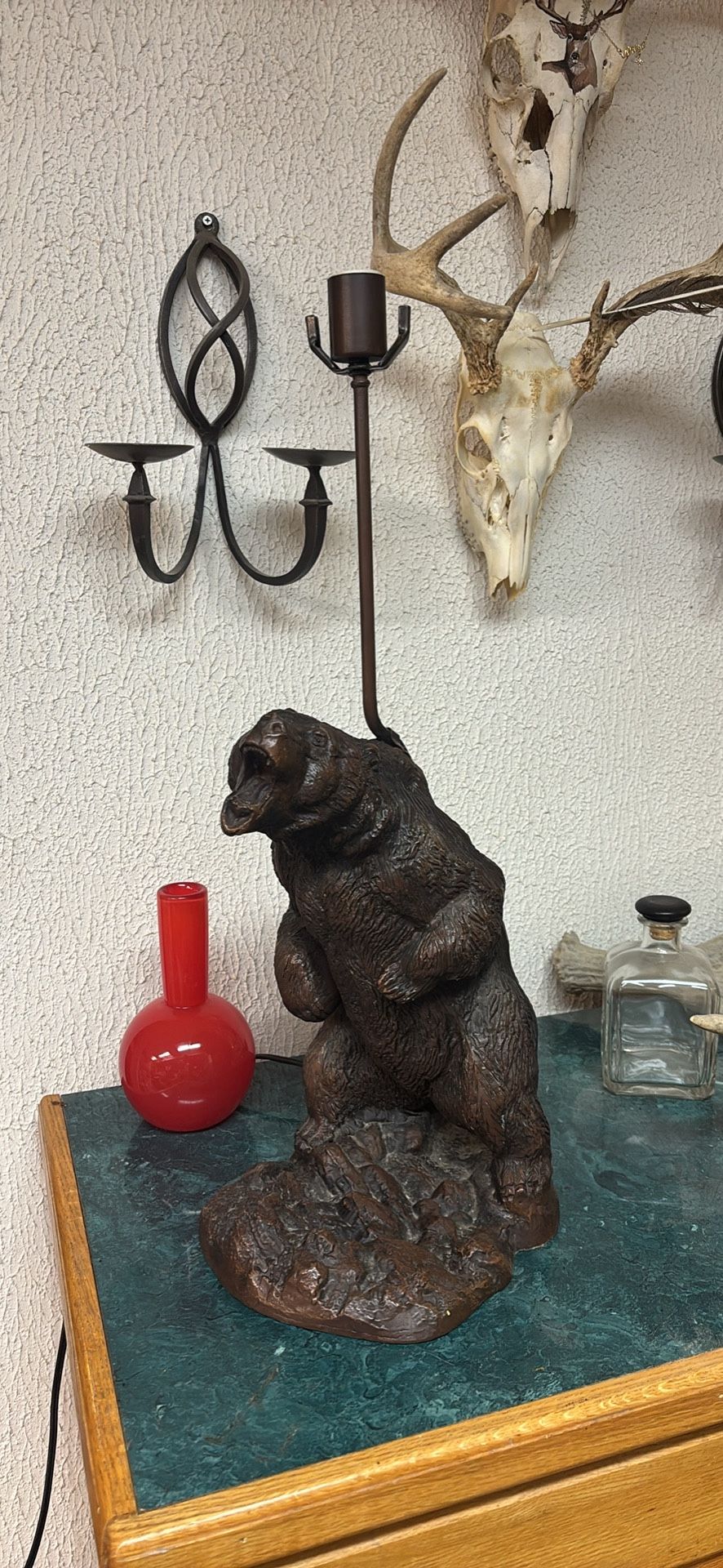 Antique Brass Bear Lamp
