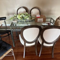 Walter E. Smith Kitchen Table And Chairs (4) Thick Glass