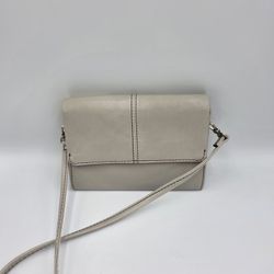 HOBO Leather Crossbody Purse Bag Light Gray 