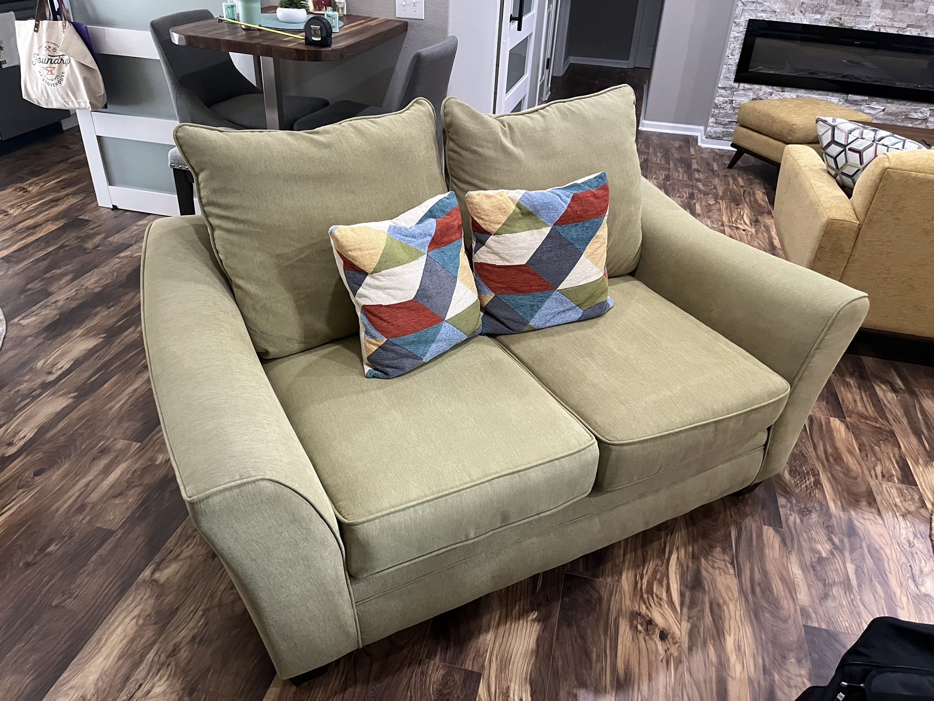 Loveseat Green Fabric