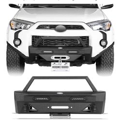 Hooke Road 4Runner Stubby Front Bumper for 2014-2024 Toyota 4Runner 5th Gen (Not for Limited & Nightshade), Rock Crawler Bumper w/Winch Plate, LED Lig