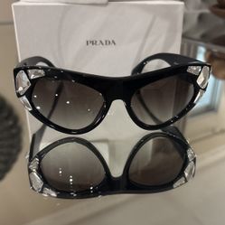 Prada Crystal Voice Black Sun Glasses 