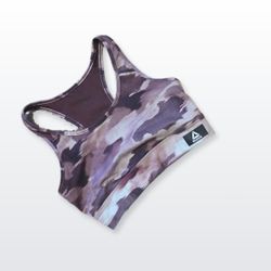 Reebok Purple Abstract Print Sports Bra M + Leggings XS Set
