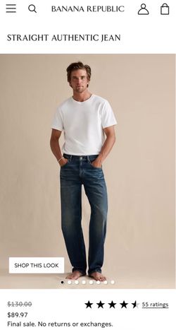 Banana Republic Men’s Straight Fit Light/Medium Wash Blue Denim Jeans 34/30