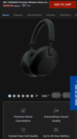 Sony - WH-1000XM5 Wireless Noise Cancelling Over-the-Ear Headphones - Black