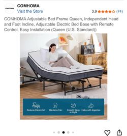COMHOMA Adjustable Bed Frame Queen, Independent Head and Foot Incline, Adjustable Electric Bed Base with Remote Control, Easy Installation (Queen (U.S