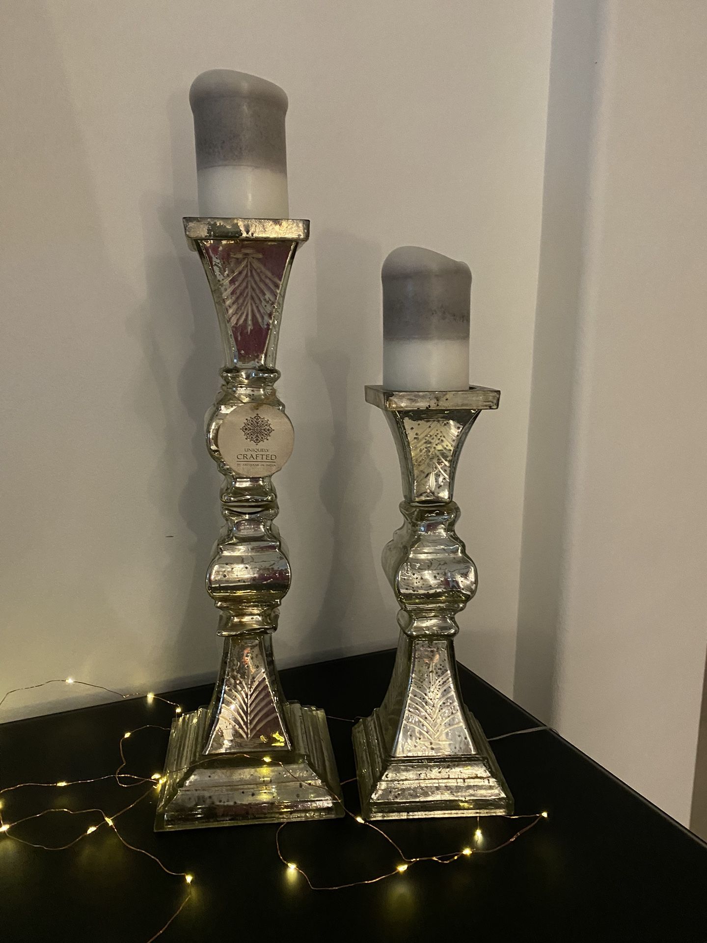 Glass Pillar Candle Holders (set Of 2)