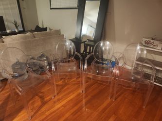 4 Acrylic Ghost Chairs with Arms