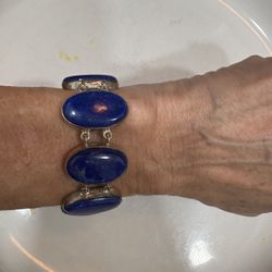 Sterling Silver Natural Lapis Lazuli Bracelet 