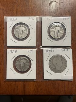 Standing Liberty & (S) Barber Half Silver Coins
