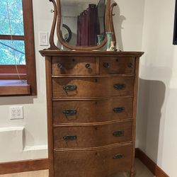 Victorian Style Antique Dresser With Mirror