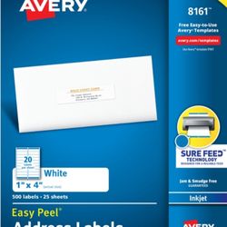 Avery 8161 Easy Peel Address Labels for Inkjet Printers. New.