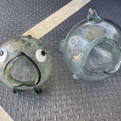 Vintage art glass fish bowl or terrarium-both have flaws on them-$15.00 each or $25.00 for both
